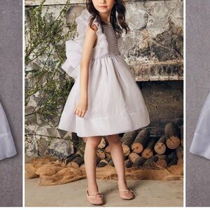 Nellystella Mae Girls Silk Dress - Dove Lilac Size 6